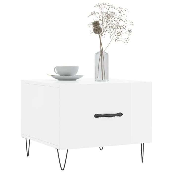 VidaXL Table basse blanc brillant 50x50x40 cm bois d'ingénierie 829384
