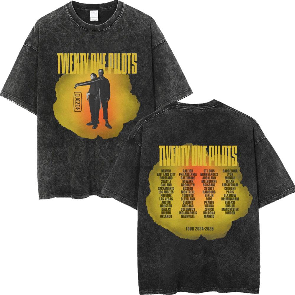 Twenty One Pilots Dámské Pánské Prané Oversized Tričko Streetwear Harajuku Bavlněné Tričko Kapela Ženské Pánské Letní Krátký Rukáv Trička
