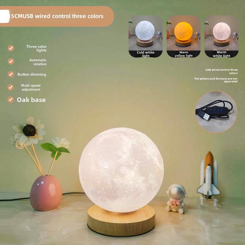 Rotating Moon Lamp Night Light—Creative Bedside Atmosphere Lamp for Bedroom or Desk