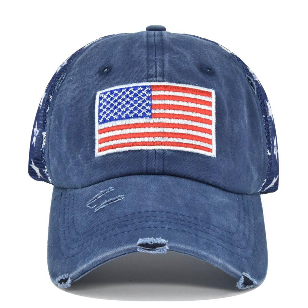 Three-dimensional Embroidery Baseball Cap Washed Embroidered Cap Mesh Cap Five-pointed Star Mesh Cap