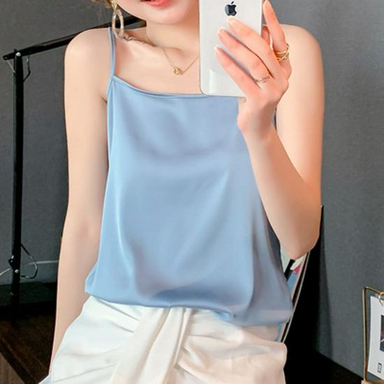 Women's V-Neck Mulberry Silk Camisole - Satin Inner/Outer Wear, Plus Size, Summer Top