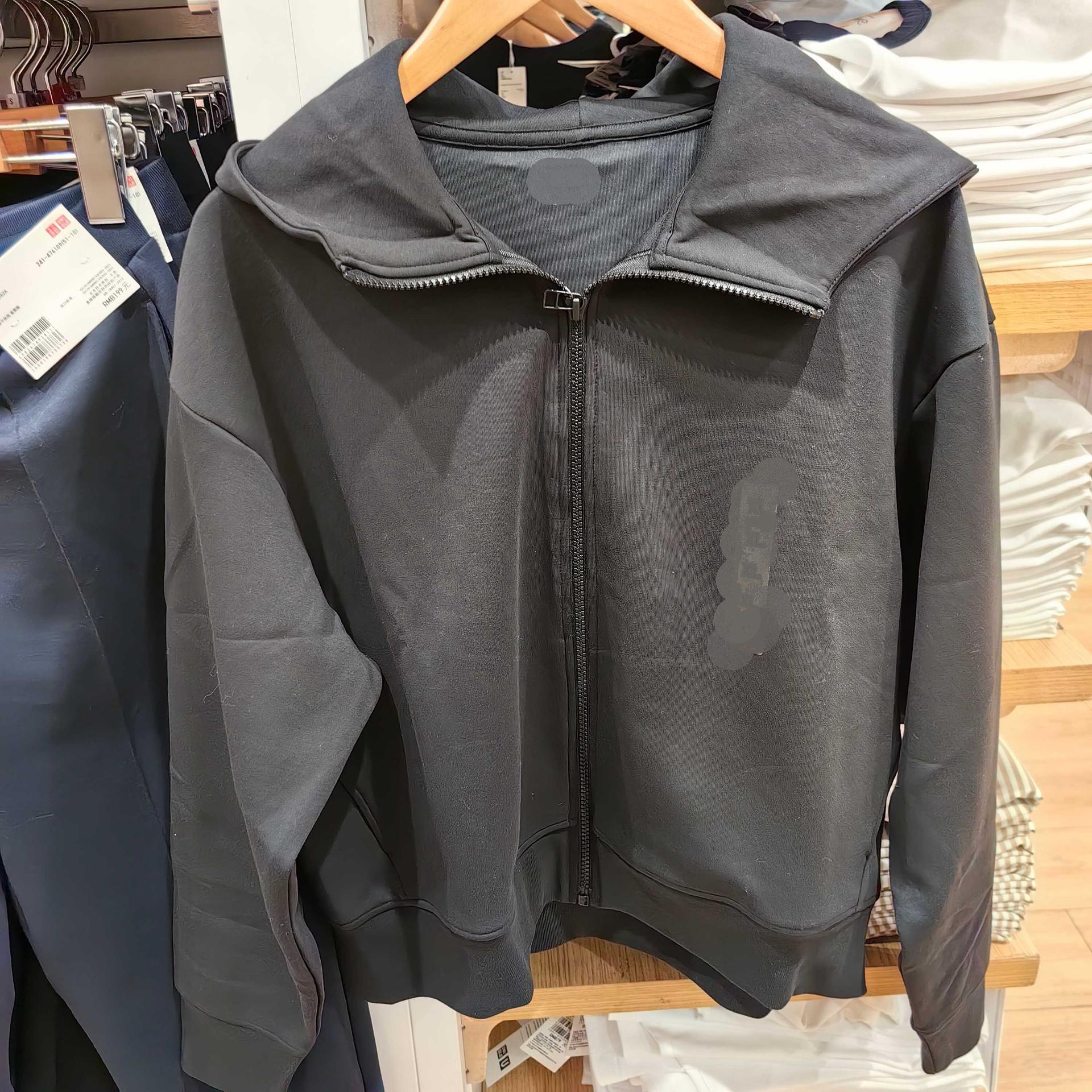 

Женская быстросохнущая куртка свободного кроя в японском стиле с капюшоном - Повседневная толстовка на молнии с длинными рукавами Black