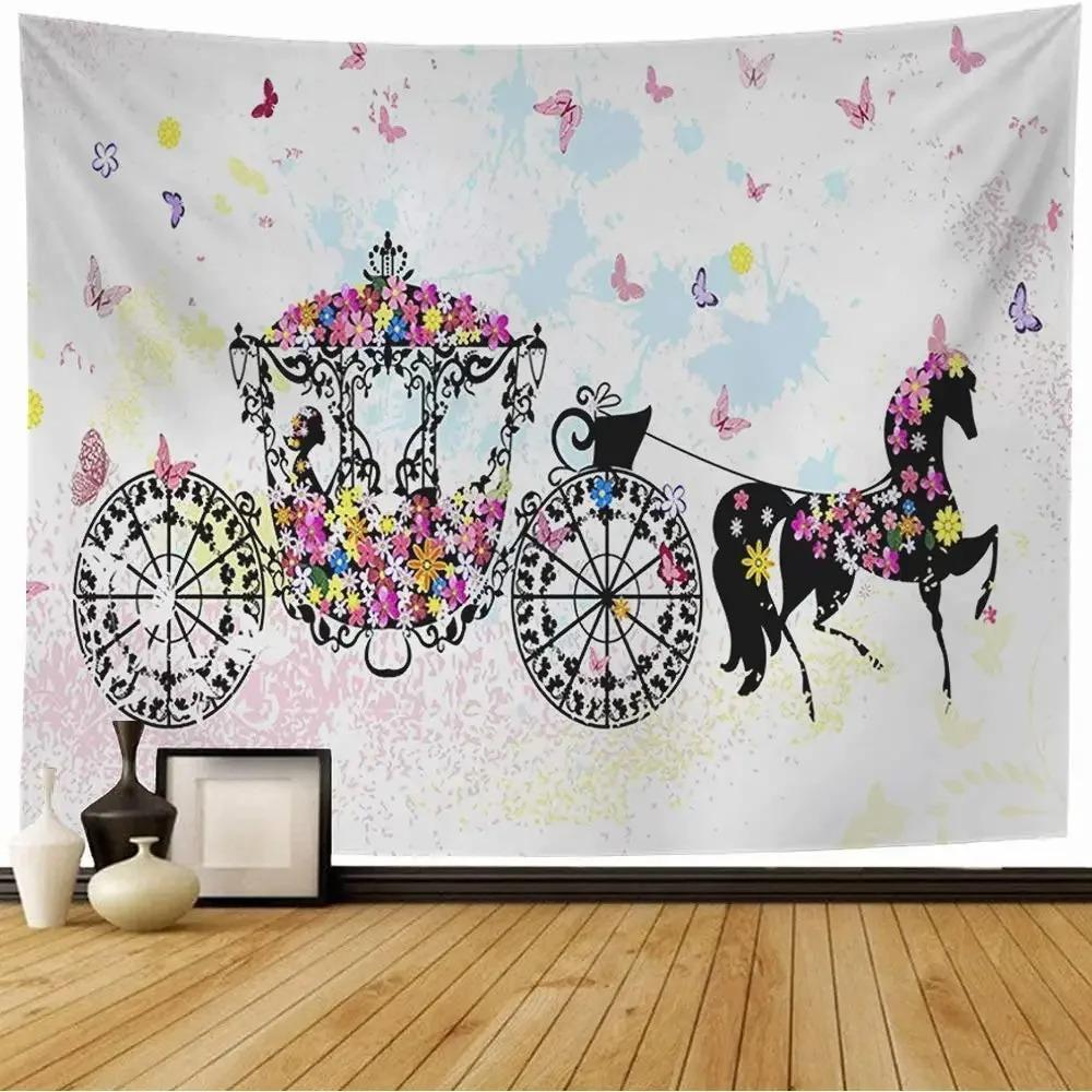 Princess Carriage Cartoon Tapestry Office Living Room Decoration Home Wall Tapestry