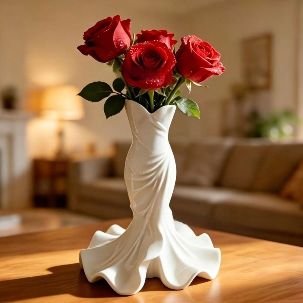 Dress Shape Mermaid Tail Vase 3D Printed Pencil Holder Creative Desktop Ornaments  Gift