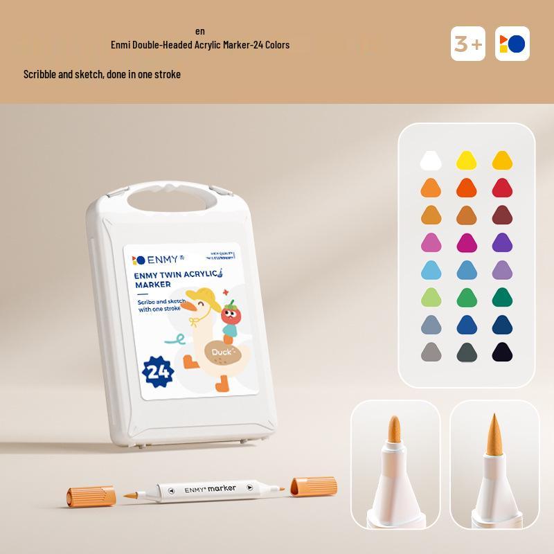 Enmi Double-Headed Washable Acrylic Marker for Students - Soft & Hard Tips