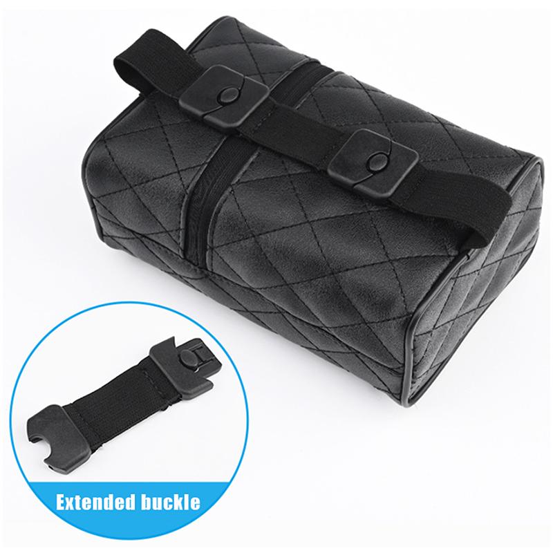 Solid Color Checkered Leather Wear-Resistant Tissue Box Universal Car Seat Back Sunshade Hanging Tissue Box Car Accessories