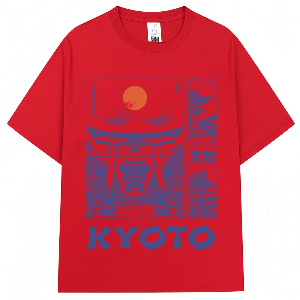 Японский стиль Киото Графические футболки Мужские Женские Мода Винтажные Харадзюку Футболка Оверсайз Хлопок Повседневная Футболка Уличная Мода Подарок S