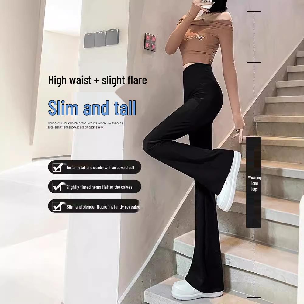 2024 Women's High-Waisted Elastic Slim Fit Black Flared Pants