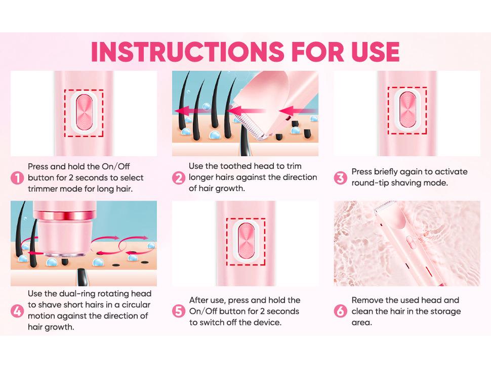 Women's Waterproof Electric Razor: Double-Head Shaver for Dry & Wet Use, Full Body Hair Removal