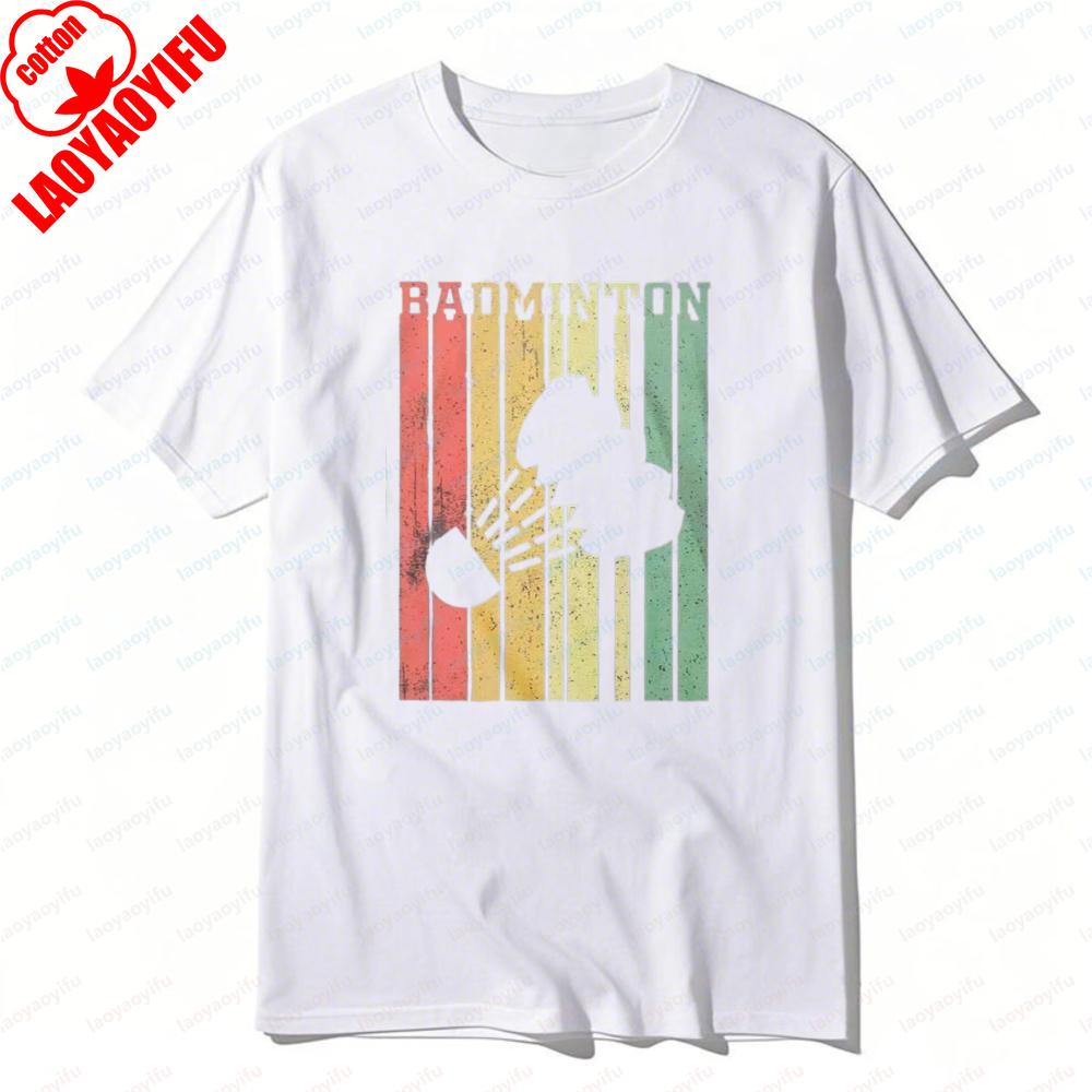 Badminton Sport Graphic Tee Vintage Style TShirt for Unisex Shuttlecock Fashion Streetwear Shortsleev Trendy Tops Athletic Wear
