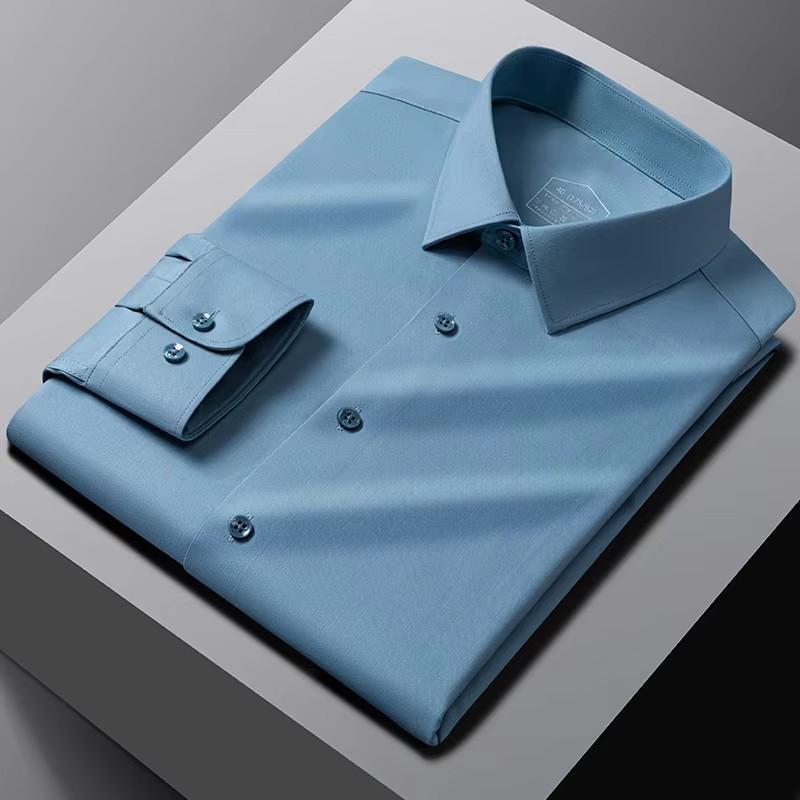 New Modal Anti-wrinkle 8XL Shirts Men Long Sleeve Slim Fit Business Work White Shirt Soft Cozy Striped Men Shirt Long Sleeve