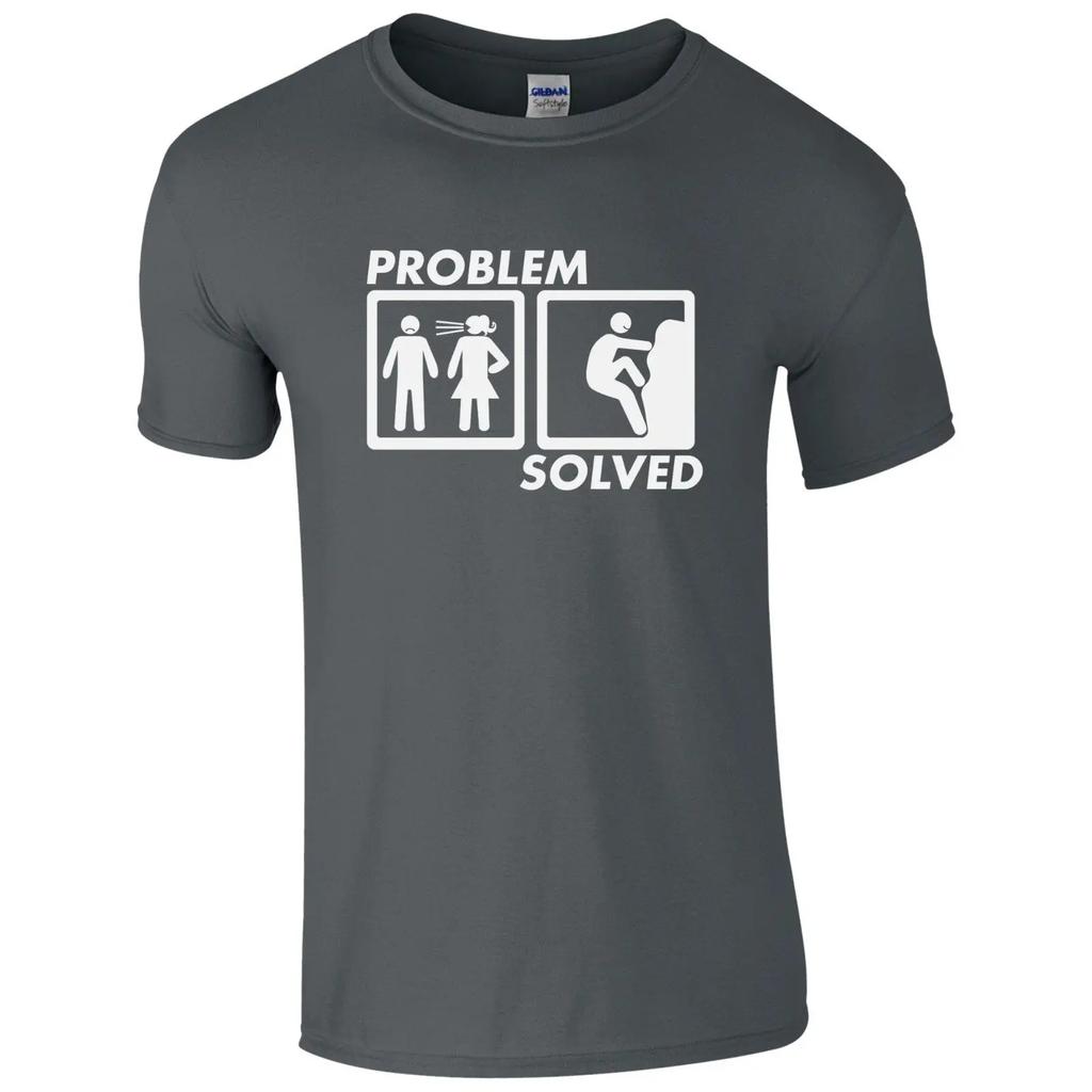 Problem Solved Rock Climbings Funny Tshirt High Quality Printed T Shirt Top Cotton Short Sleeve Tshirt Camisa Masculina