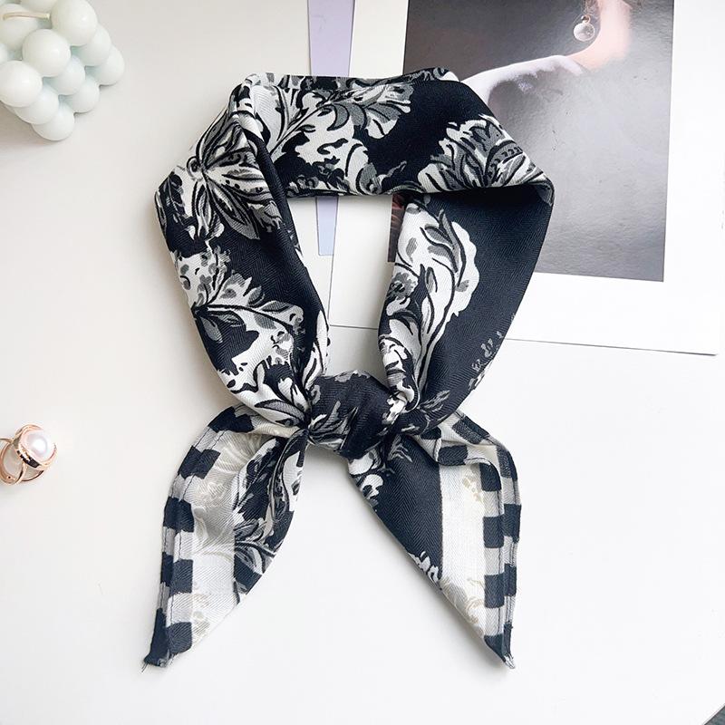 New silk wool feel small square scarf silk scarf classic decorative scarf scarf spring and summer thin soft decorative headscarf