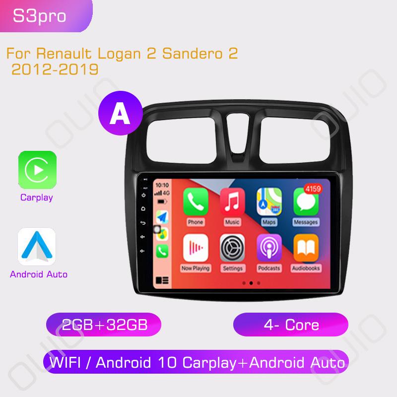 2din Android10 Automotive Multimedia Player Stereo Carplay Auto GPS Navigation DSP For Renault Logan 2 Sandero 2 2012-2019