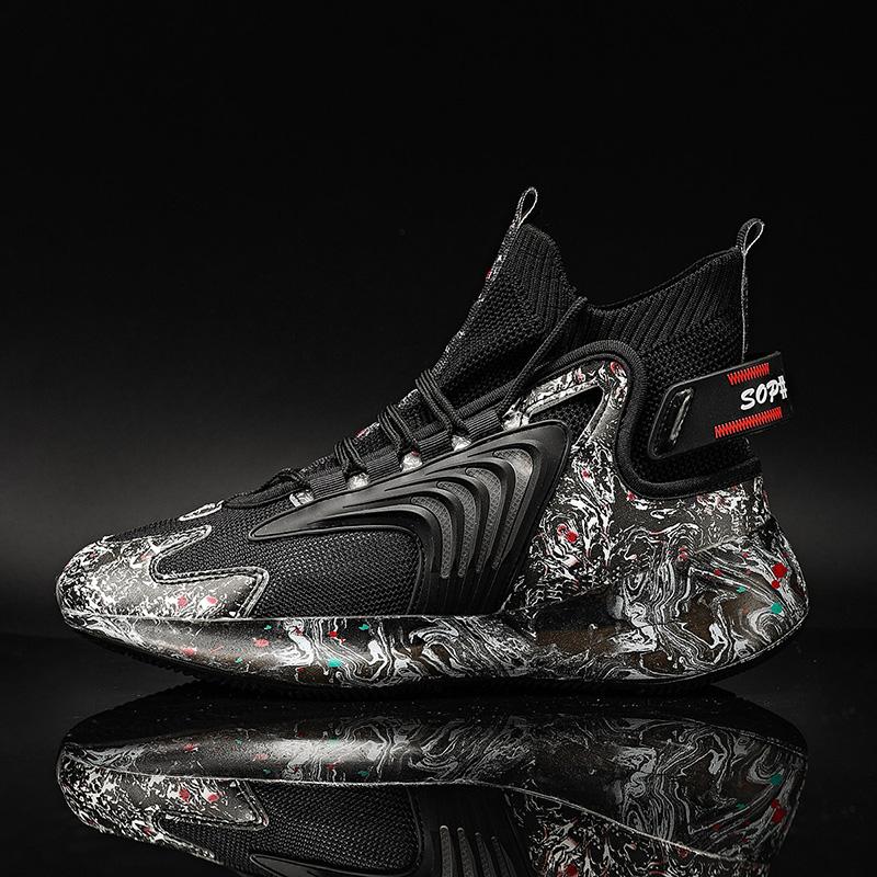 35-47 Scarpe da fitness sportive alte di grandi dimensioni traspiranti in tessuto volante estivo di tendenza moda unisex