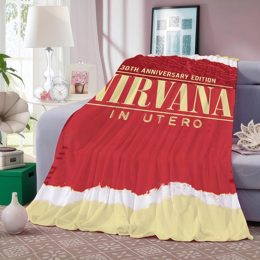 Horká Rocková Kapela N-Nirvana Deku Teplá A Měkká Vhodná Do Ložnice Obývacího Pokojí Rozkládací Postel Kanceláře Cestování Kempování