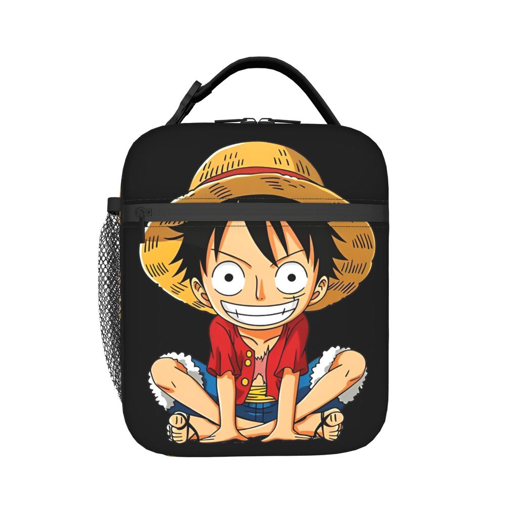 Ones Pieces Lunch Bag anime luffy Kawaii Lunch Box Travel Portable Zipper Thermal Lunch Bags For Child Oxford Custom Cooler Bag