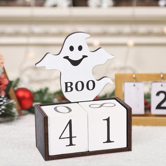 Halloween Wooden Countdown Calendar Halloween Advent Calendar Handmade Pumpkin Ghost Castle Tabletop Decoration