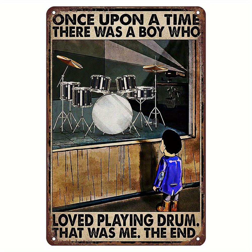 Vintage Schlagzeuger Anhänger Metall Blechposter Schlagzeug Metall Blechschild Poster Platte für Schlagzeuger Café Garage Fitnessstudio oder Boxclub Dekor