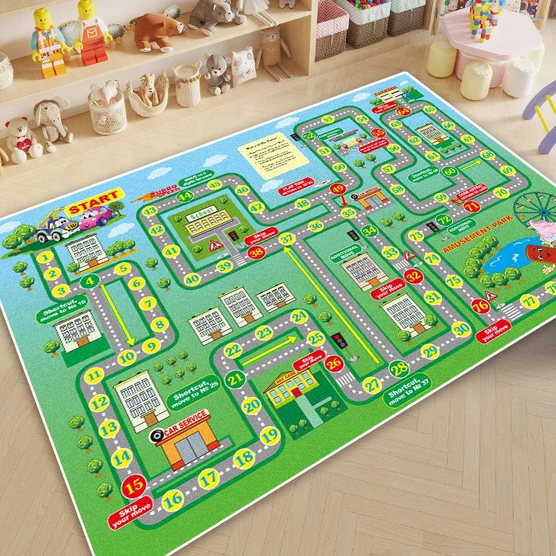 Cartoon Road Play Carpet Living Room Children's Bedroom Decoration Floor Rug 160X230CM Flannel Mat Soft Tatami Carpets Non-slip
