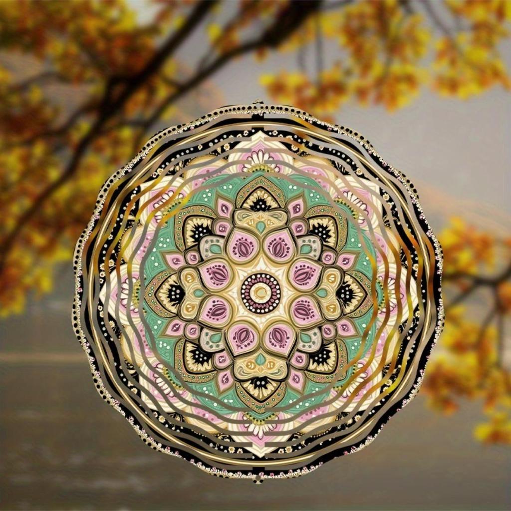 3D Metal Mandala Flower Wind Spinner Vibrant Garden Decor for Indoor and Outdoor Perfect Thanksgiving Christmas Gift All Seasons Wind Chimes