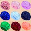 1pc Women's Solid Color Satin Wide-Brimmed Shower Cap Suitable For Daily Use Silk Bonnet Satin Bonnet