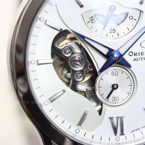 Orient Star RK-AV0B01S Men's Automatic Layered Skeleton Mechanical Watch with Open Heart Design, Made in Japan, 2-Year Manufacturer's Warranty, White