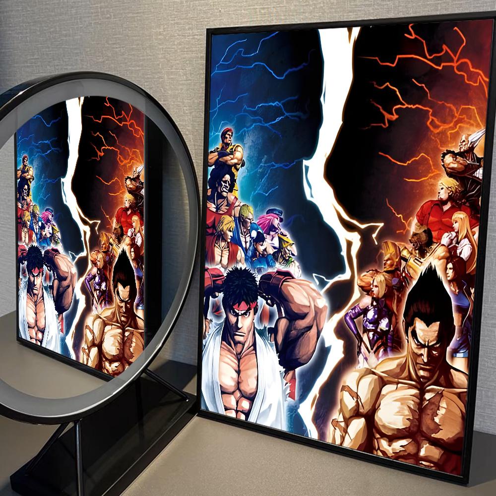 Spiel S-STREET F-FIGHTER Poster Anime Poster Klebend HD Qualität Wandkunst Retro Poster für Zuhause Kawaii Raumdeko