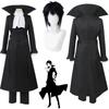 Costume Cosplay Uniforme Port Mafia di BSD Ryunosuke Akutagawa con Camicia a Volant per Comic Con