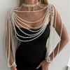 Versatile Pearls Body Jewelry Beaded Cape Featuring Removable Tassels for Multiple Fashion Scenarios Swim Event Ready