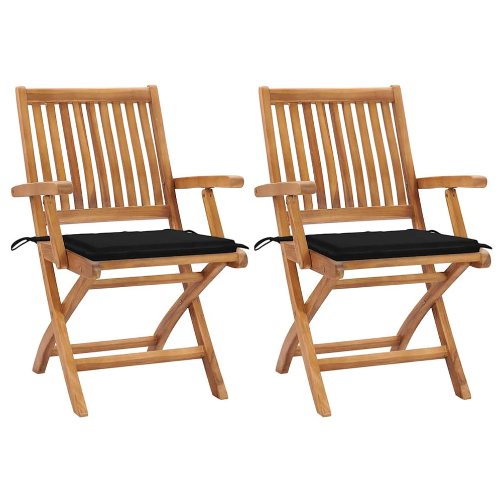 Chaises de jardin lot de 2 et coussins  Bois de teck massif