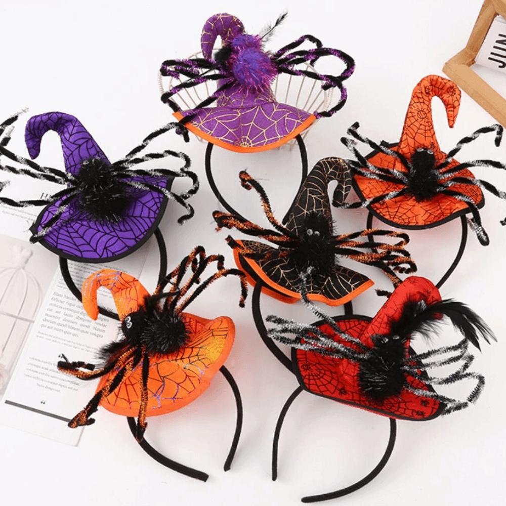 Sequin Halloween Party Hair Band Spider Cone Hat Hair Hoop Halloween Witch Hat Headband  Lady