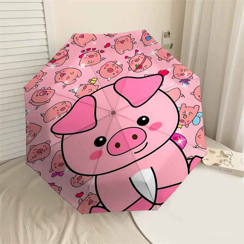 

1PC piggy pattern Umbrella-8-Rib Reinforced Portable Folding Travel Suitable for All Seasons Outdoor Daily Use-G313