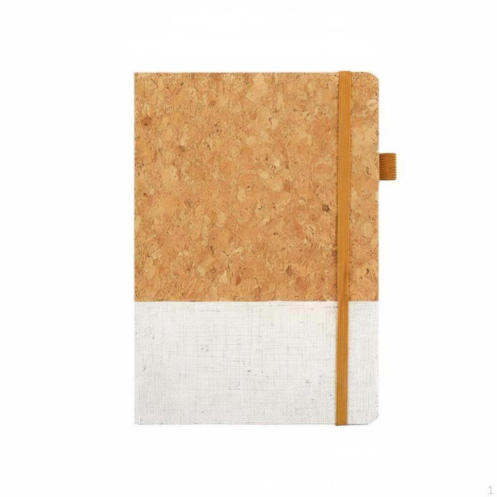 PU-Notizbuch mit Korkmuster, Umweltfreundlich, Gummiband, Business, Kompakt, Weicher Einband