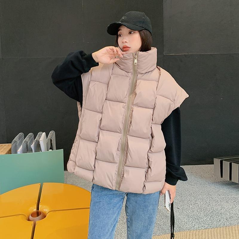 Damen Herbst und Winter Weste Damen Stehkragen geflochtene Weste Oberbekleidung Mode lose Weste Jacke ärmellos 5 Farben