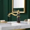 Faucet with Rotating Outlet Polished Gold Gooseneck Retro for Powder Room