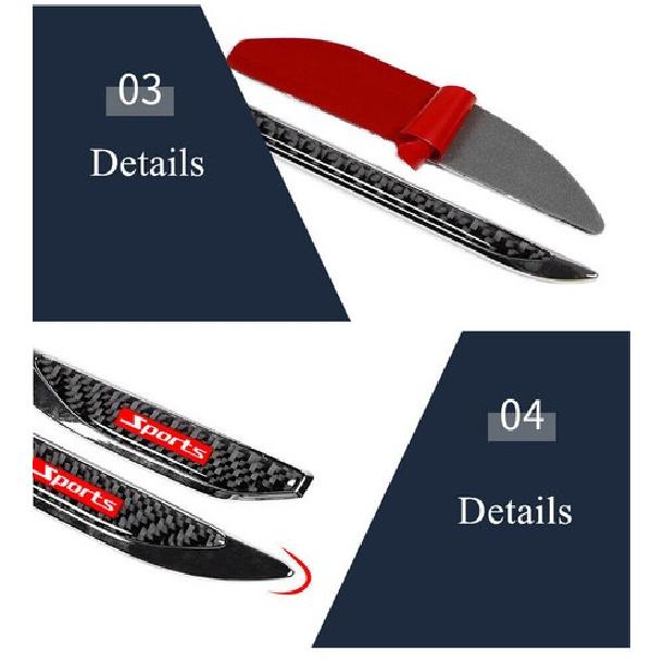 2Pcs Carbon Fiber Car Side Fender Vent Air Wing Cover Exterior Trim Accessories