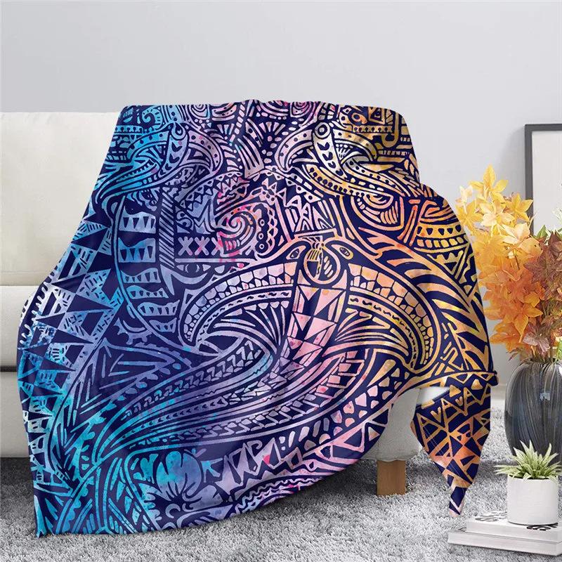 Bohemian flowers digital-printed polyester Bedroom velvet flannel cover blanket Fleece soft sofa cover blankets for beds