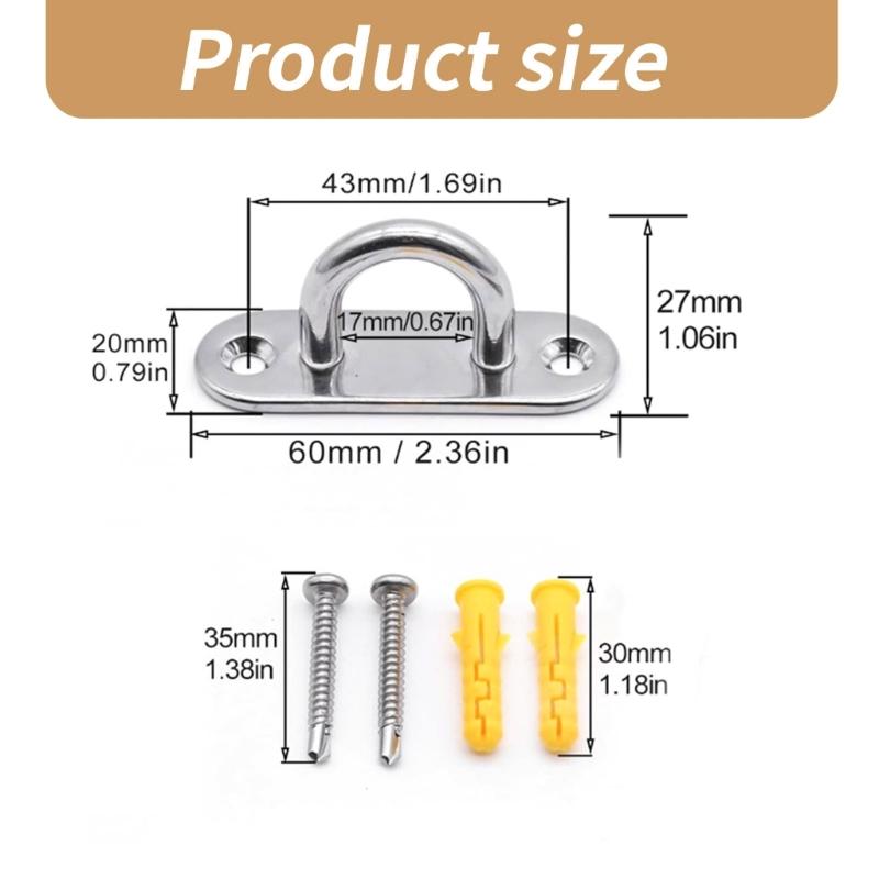 Heavy Duty Wall Hook Stainless Steel Eye Pad Plate  rings Hook Secure Ceiling Attachment set for Hammock Hangers