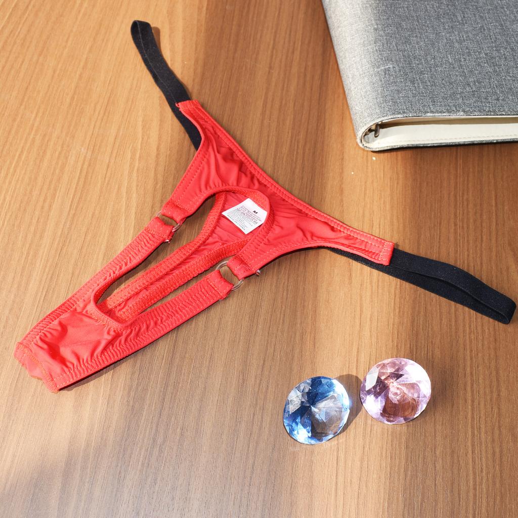 Penis Hole Underwear Erotic Panties For Men Sexy Cock Ring Underpants Male Sex G-String T-Back Thongs Ice Silk Erotic Lingerie
