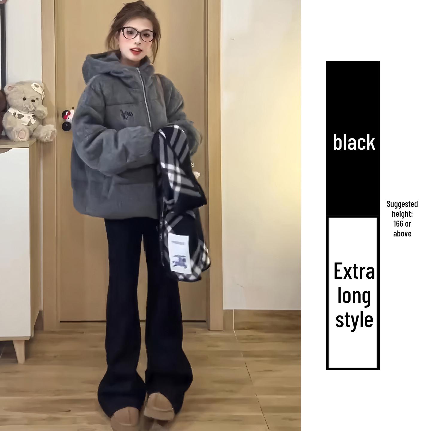 Women s Slimming White High-Waist Micro Flare Sweatpants - Autumn/Winter 2025, Petite Fit Sports Pants with Velvet. Large