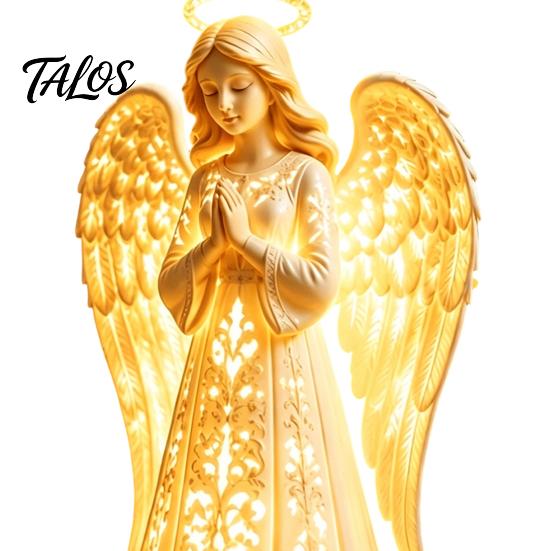 Christmas Tabletop Ornament Praying Angel Night Light, Resin Decorative Figurine with Warm LED Lights Thoughtful Present for Friends Home Decor,