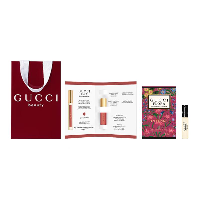 Gucci Colorful Watery Lip Gloss Qimeng Fragrant Gardenia Perfume Trial Pack EDP 1ml+1.5ml Floral and Fruity Fragrance