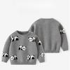Mädchen Weicher Panda Verdickter Strickpullover Herbst und Winter Kinder Baumwollpullover