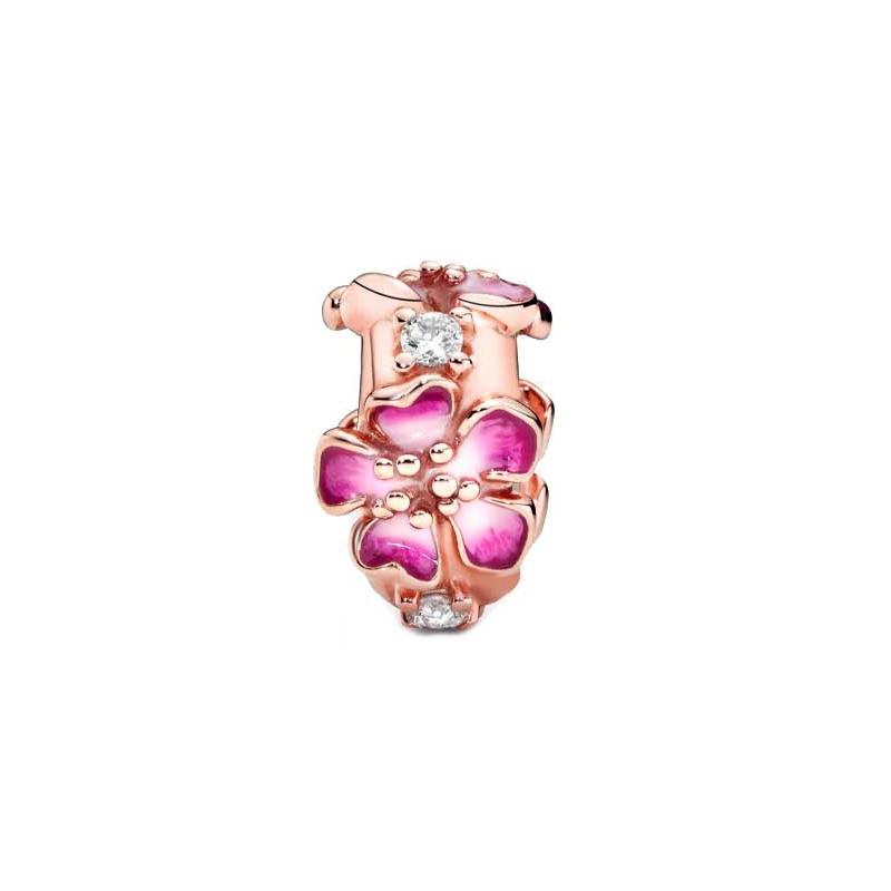 Pandora MOMENTS Peach Blossom Fashion Versatile Fixing Clip Necklace/Pendant Women's Rose Gold 788099CZ