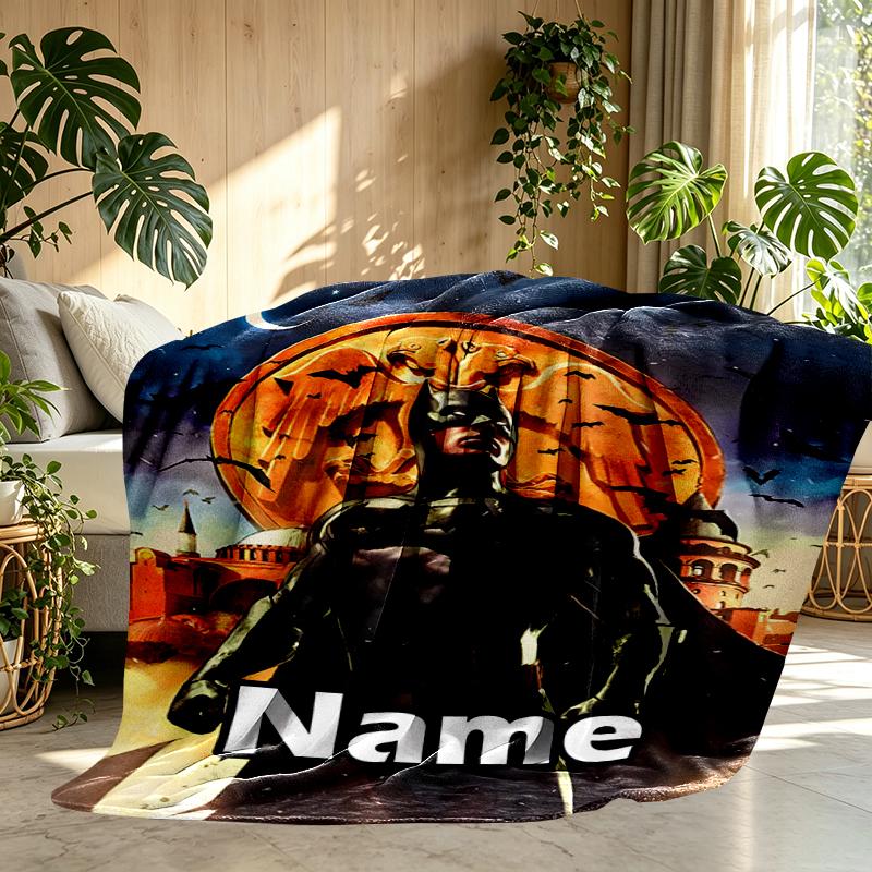 Custom Name Personalized Batman Print Blanket, Home Decor, Bedroom, Sofa, Camping, Couch, Gifts for Birthday Christmas