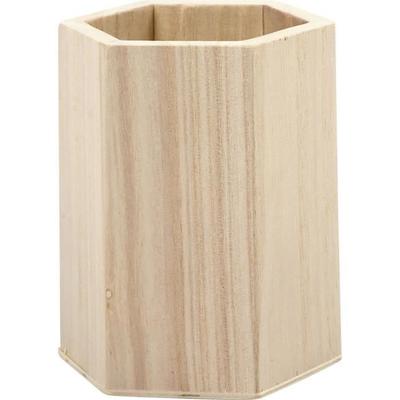Pot à crayons - Hexagonal - Bois clair - Réf 57450 - Design élégant