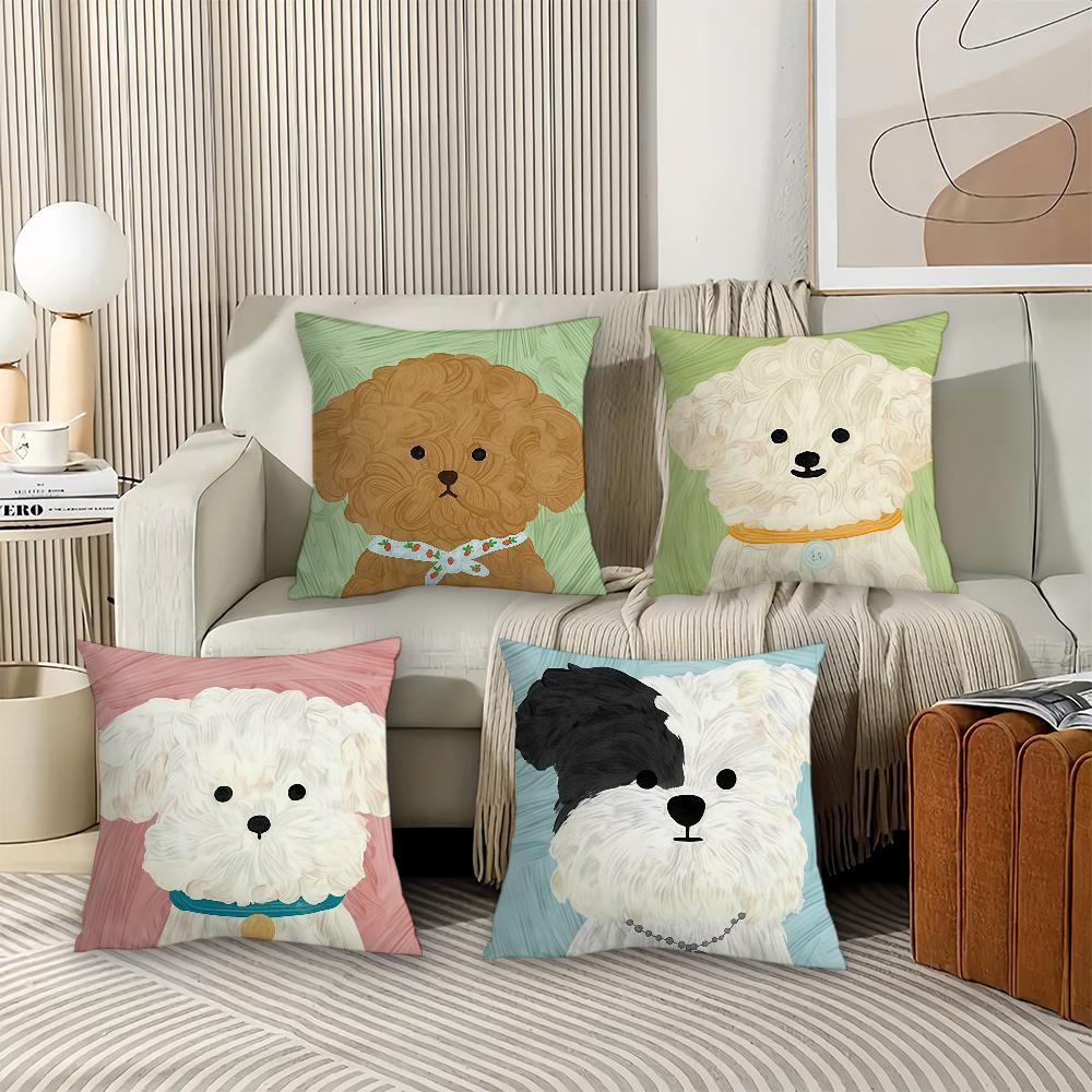 Cute Dog Cartoon Pillow Case Office Cushions Suitable For Sofa Car Bedroom Decorative Cushion Cover