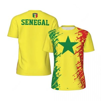 SENEGAL Flaga Nadruk 3D Sportowa Szybkoschnąca Oddychająca Męska Koszulka Zewnętrzna Koszulka Piłkarska Drużyna Krótki Rękaw Rodzic-Dziecko Górne Ubrania