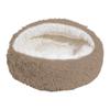 Pet Shell Nest Bed Warm Calming Cat Cave Bed with Hooded Cover Semi Enclosed Fluffy Plush Lined Round Bed for Small Medium Pets